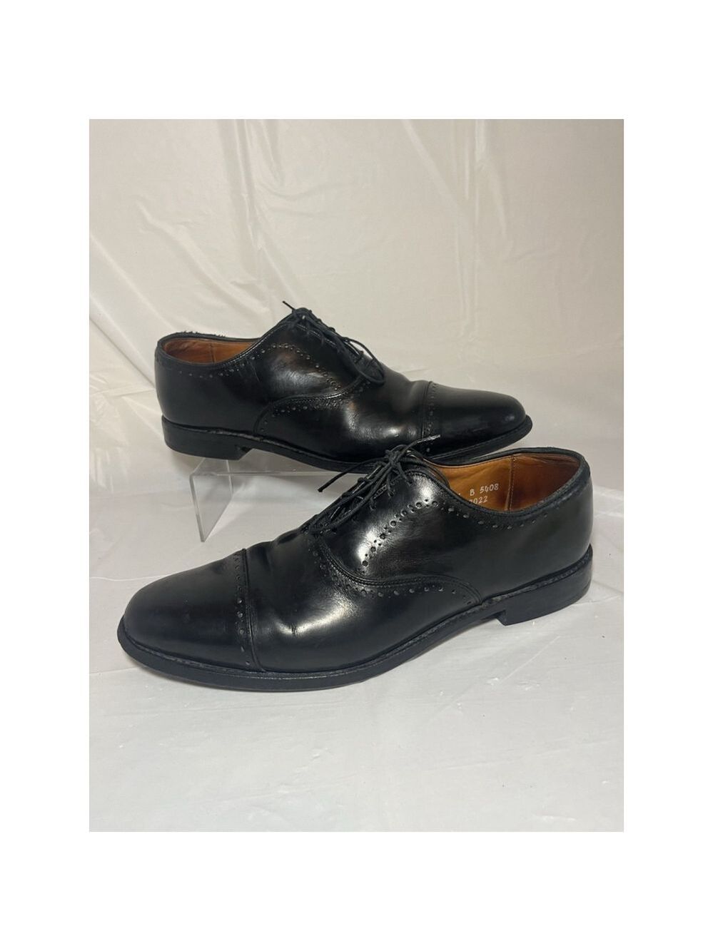 Allen Edmonds 9.5 B Mens Dress Shoes Hale Black Leather Brocade Oxfords ($425) - Picture 7 of 15